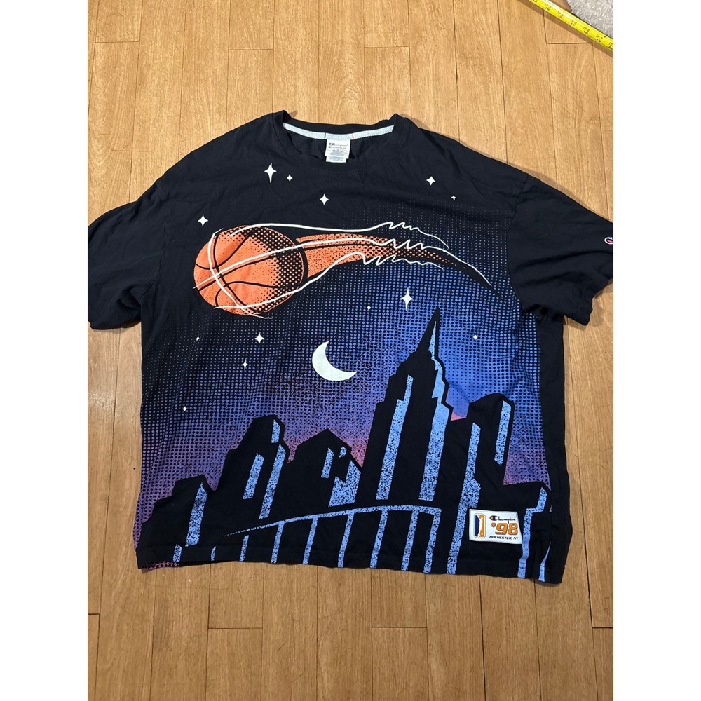 Champion Rochester NY Basketball City Skyline Graphic T-Shirt XL Black